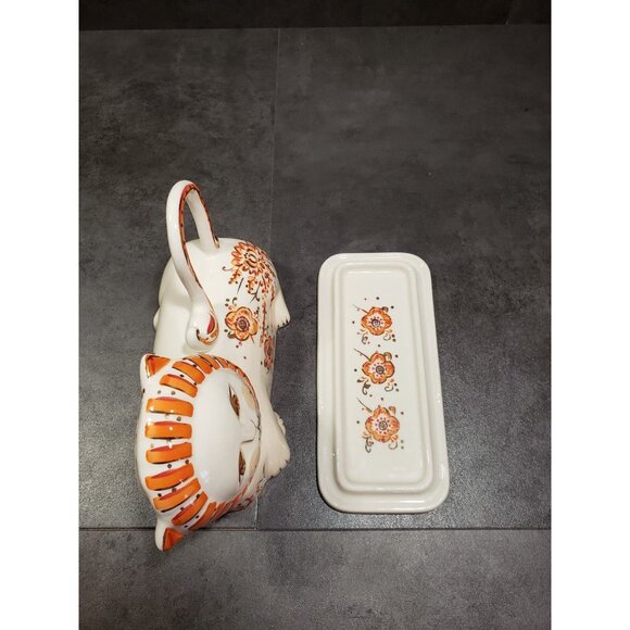 Anthropologie Lion Ceramic Covered Butter Dish Sergio Bustamante Style Design - Picture 8 of 11
